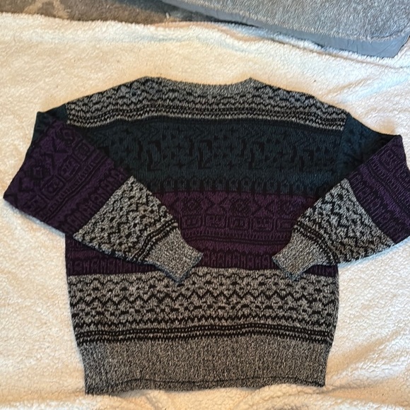 Michael Gerard Vintage Gray and Purple Nordic Boho Cardigan Sweater - Picture 3 of 3